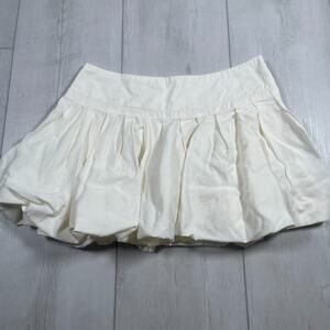 Free People Pleated Bubble Hem Mini Skirt Size 6 White Cream Boho